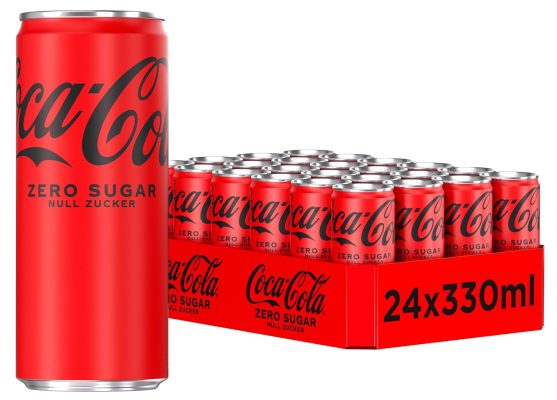 Coca-Cola Zero Sugar – Caffeinated Soft Drink with Original Coca-Cola Flavour – Zero Sugar and No Calories – in Stylish Tins (24 x 330 ml)